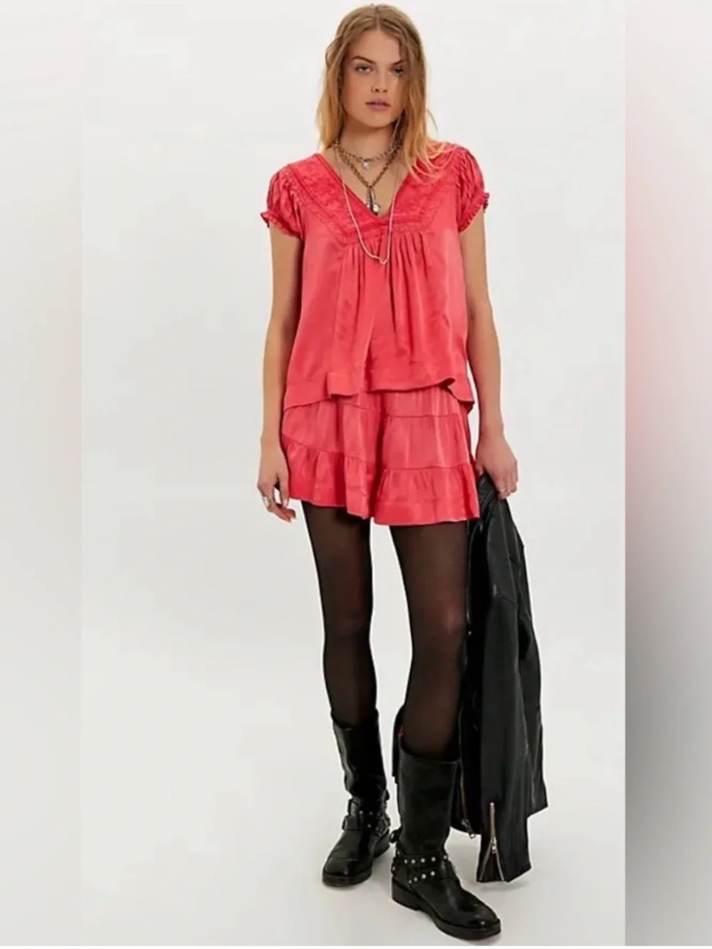 Free People Rivington Mini Skirt Set - Deep Sea Coral. NWT size M